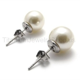 Opalescent Bead Titanium Earrings