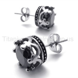Retro Crown Titanium Earrings