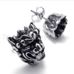 Retro Lion Cool Titanium Earrings