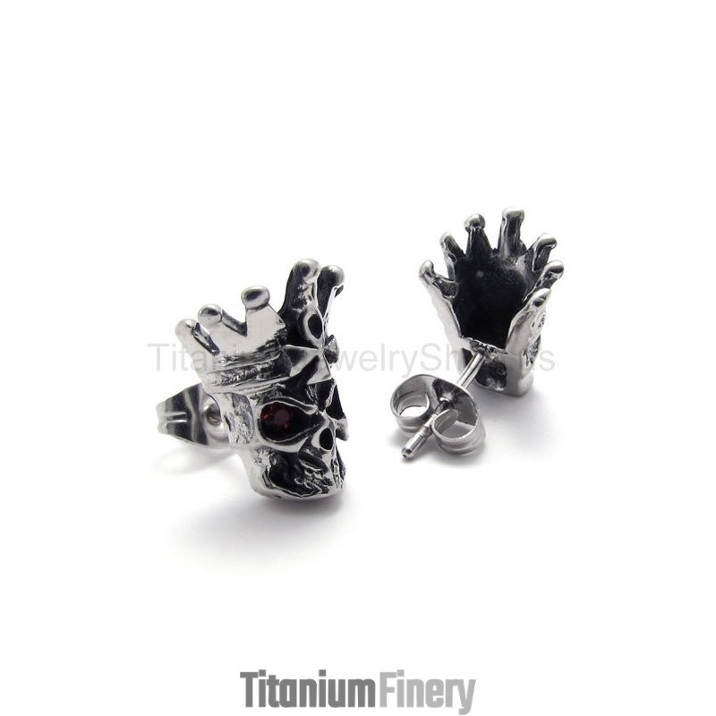 Red Eyes Skull Titanium Earrings Red Eyes Skull Titanium Earrings