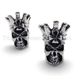 White Eyes Skull Titanium Earrings