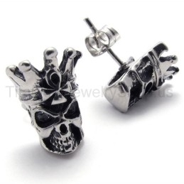 White Eyes Skull Titanium Earrings