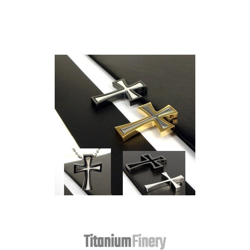 Man'S Titanium Steel 2 Parts Cross Pendant-1 Piece