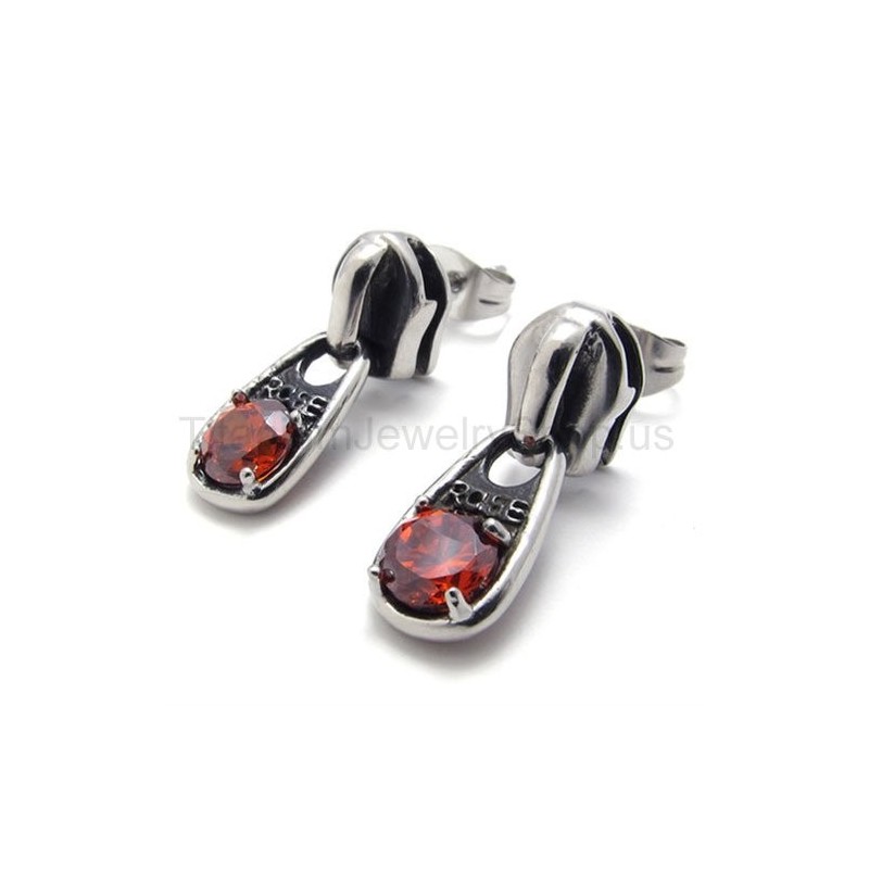Red Diamond Retro Titanium Earrings