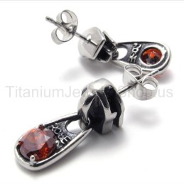 Red Diamond Retro Titanium Earrings