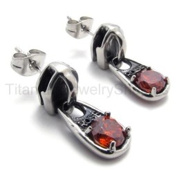 Red Diamond Retro Titanium Earrings