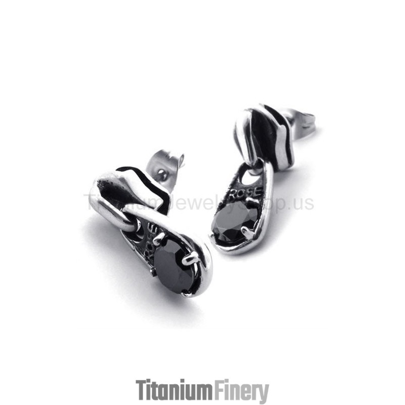 Black Diamond Retro Titanium Earrings
