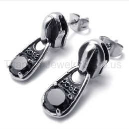 Black Diamond Retro Titanium Earrings