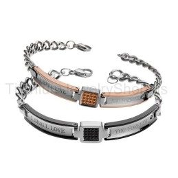 I Shall Love You Forever Titanium Lovers Bracelets