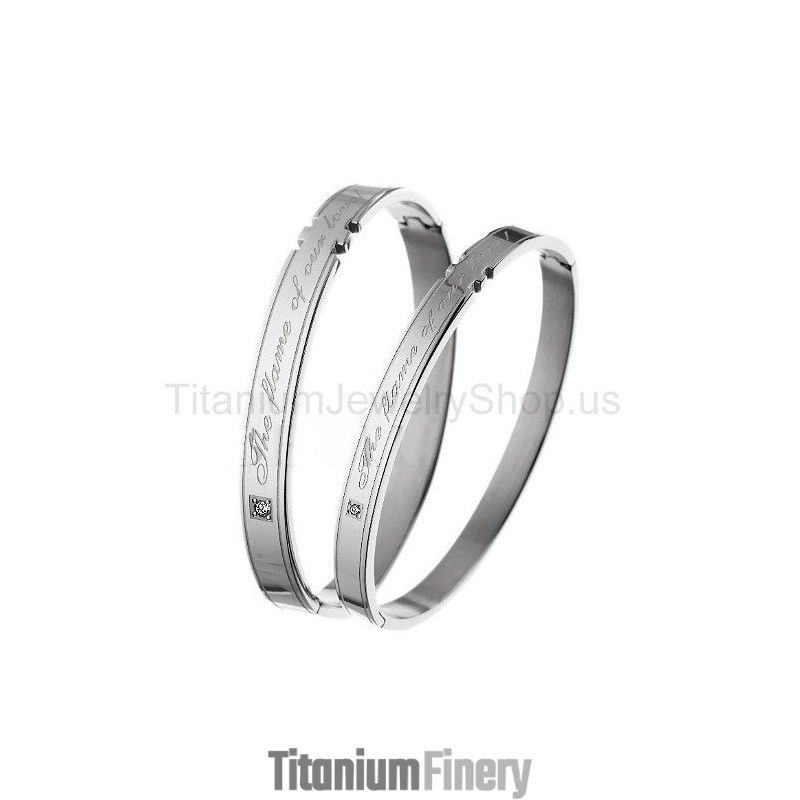 The Flame Of Our Love Titanium Lovers Bracelets
