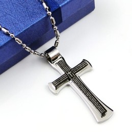 Cool Man Black Cross Pure Titanium Necklace Pendant (New)