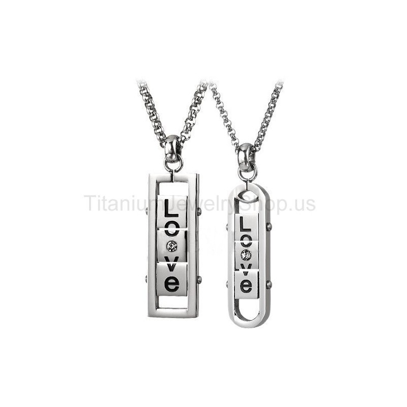 Turnable "Love" Titanium Lovers Pendants Turnable "Love" Titanium Lovers Pendants
