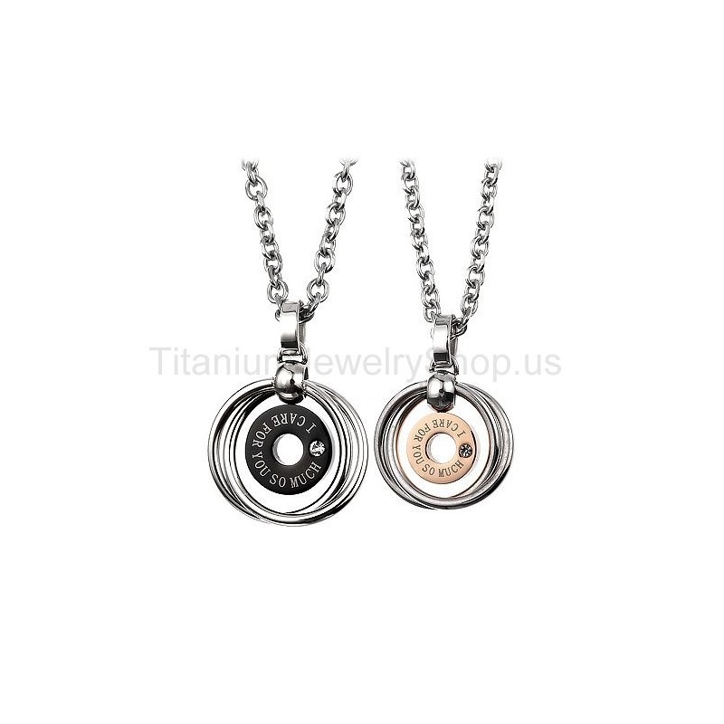 I Care For You So Much Titanium Lovers Pendants