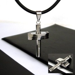 Noble Man Gemstone Cross Titanium Steel Pendant