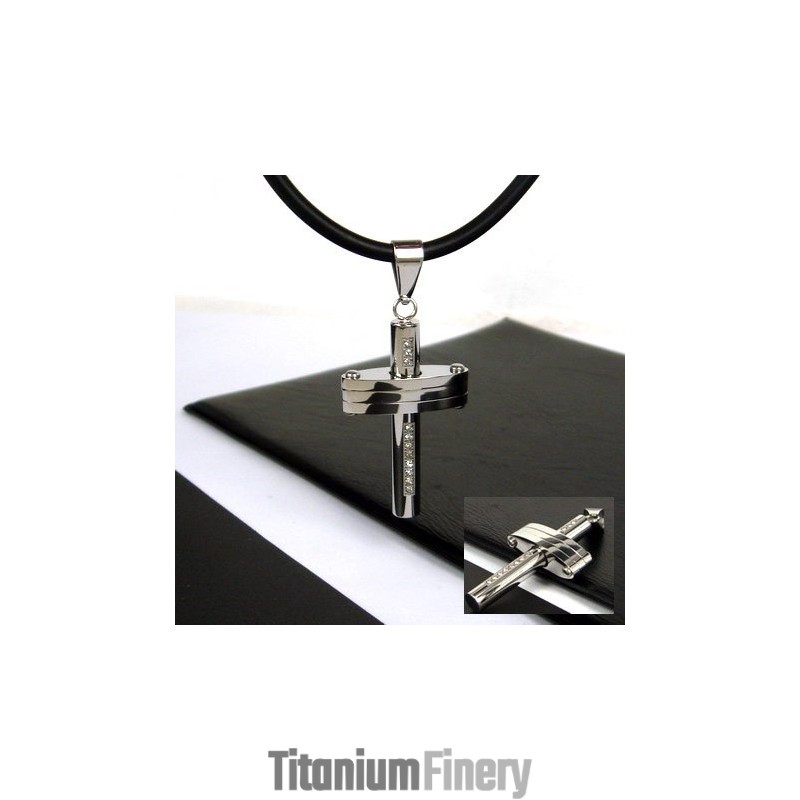Noble Man Gemstone Cross Titanium Steel Pendant