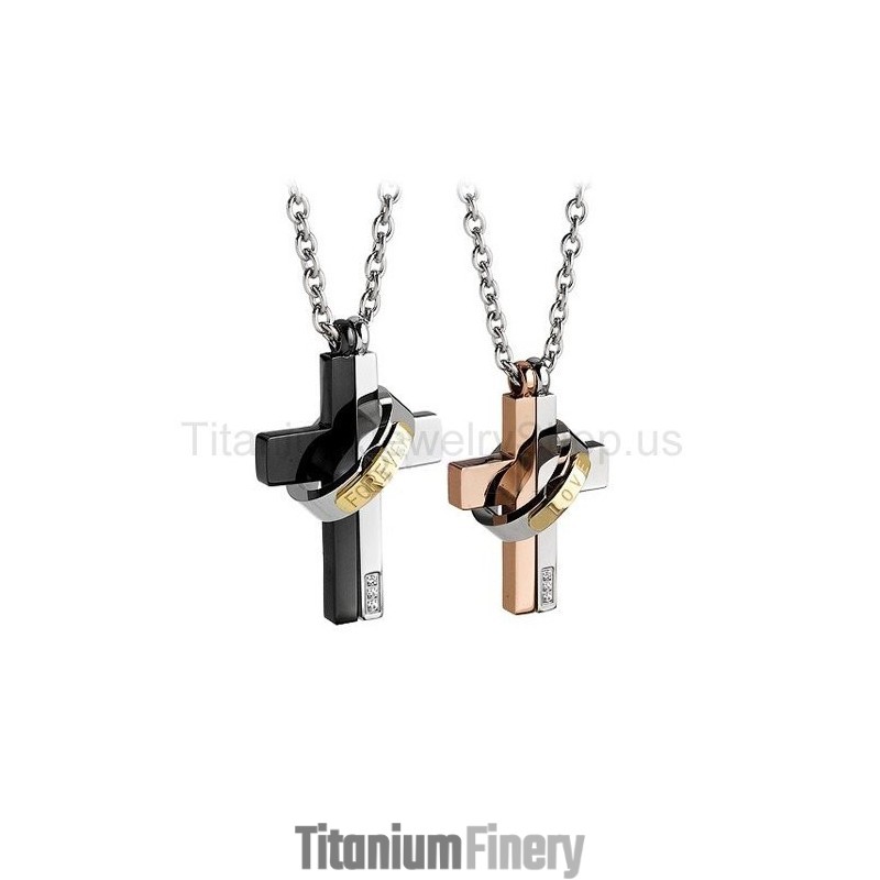 Love Forever Two Layers Titanium Lovers Pendants Love Forever Two Layers Titanium Lovers Pendants
