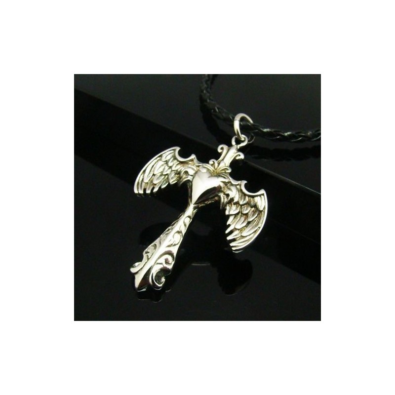Cool Man Angle Wing Cross Pure Titanium Necklace Pendant Gift