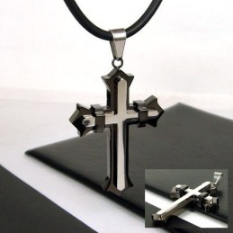 Unique Man Black Cross Pure Titanium Pendant