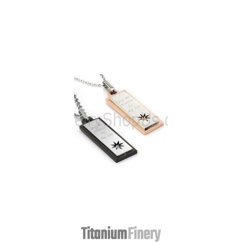 Titanium Rose Gold And Black Lovers Pendants With Free Chains And Dimaonds C508 Titanium Rose Gold And Black Lovers Pendants With Free Chains And Dimaonds C508
