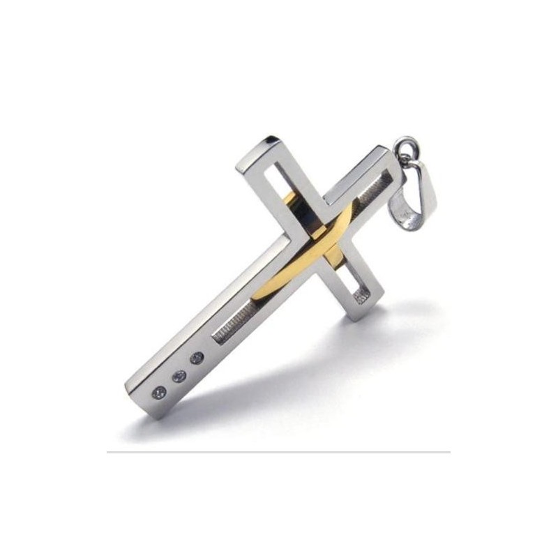 Sutra Man Double Cross Titanium Steel Pendant Sutra Man Double Cross Titanium Steel Pendant