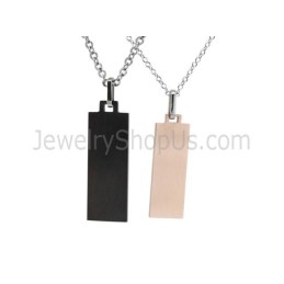 Titanium Rose Gold And Black Lovers Pendants With Free Chains And Dimaonds C508