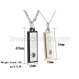 Titanium Rose Gold And Black Lovers Pendants With Free Chains And Dimaonds C508