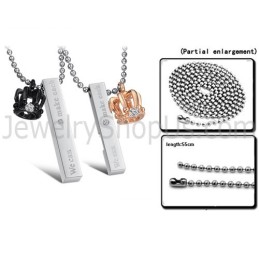 Titanium Rose Gold And Black Royal Crown Lovers Pendants With Free Chians C604