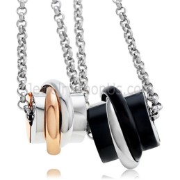 Titanium Rose Gold And Black Lovers Pendants With Free Chians C622
