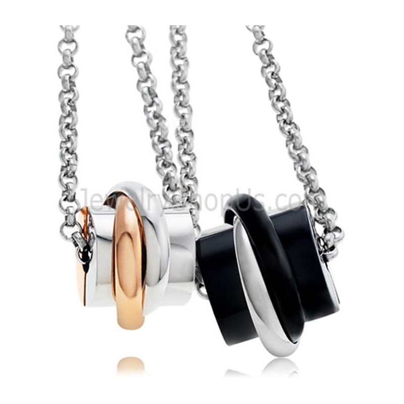 Titanium Rose Gold And Black Lovers Pendants With Free Chians C622 Titanium Rose Gold And Black Lovers Pendants With Free Chians C622