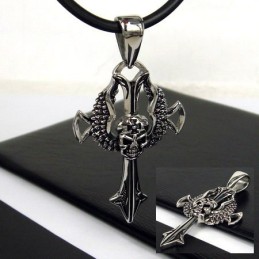 Cool Man Skull Cross Pure Titanium Pendant Free Chain