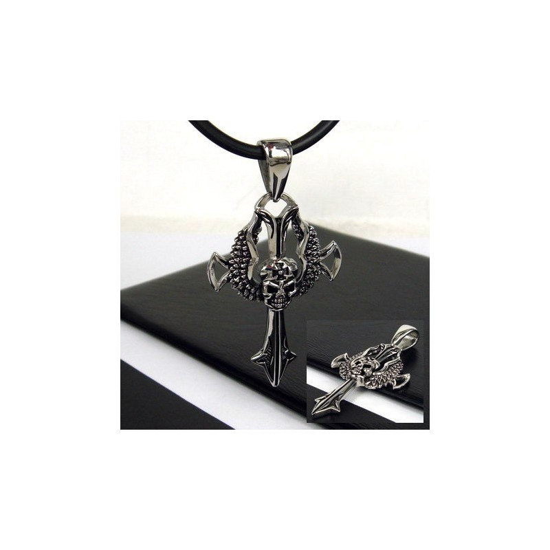 Cool Man Skull Cross Pure Titanium Pendant Free Chain Cool Man Skull Cross Pure Titanium Pendant Free Chain