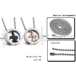 Black And Rose Gold Angle Titanium Lovers Pendants With Rhinestone And Free Chains Gx627