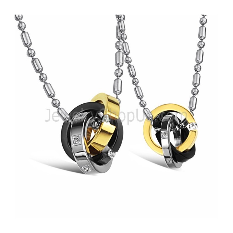 Titanium Three Colors Rings Lovers Pendants With Dimaonds And Free Chains C642 Titanium Three Colors Rings Lovers Pendants With Dimaonds And Free Chains C642