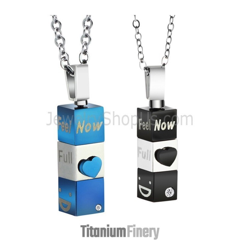 Titanium Cuboid And Sweetheart Lovers Pendants With Rhinestones And Free Chains C482 Titanium Cuboid And Sweetheart Lovers Pendants With Rhinestones And Free Chains C482