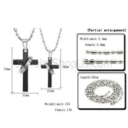 Titanium Cross Lovers Pendants With Free Chains 136