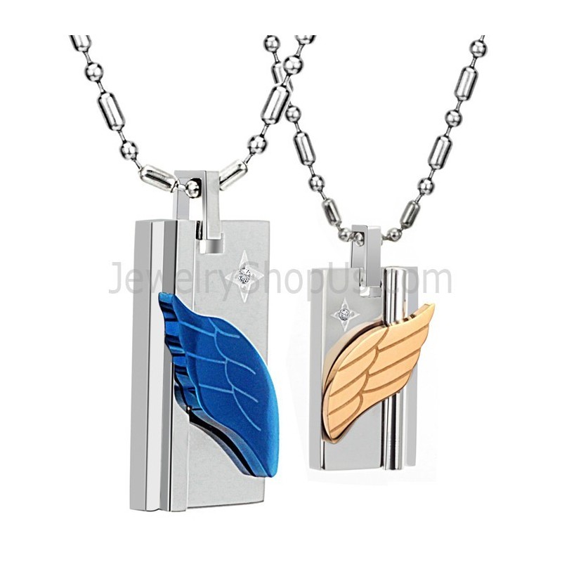 Titanium Blue And Rose Gold Angel Limb Pendants With Rhinestones And Free Chains C387 Titanium Blue And Rose Gold Angel Limb Pendants With Rhinestones And Free Chains C387