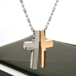 Man 2 Parts Cross Titanium Steel Pendant(Free Chain)