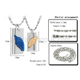 Titanium Blue And Rose Gold Angel Limb Pendants With Rhinestones And Free Chains C387