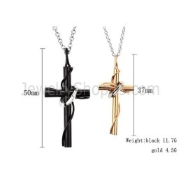 Titanium Rose Gold And Black Cross Lovers Pendants With Free Chains C521