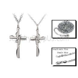 Titanium Rose Gold And Black Cross Lovers Pendants With Free Chains C521