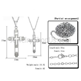 Titanium Silver Inlay Cross Pendants With Free Chains 108