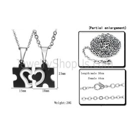 Titanium Black And Silver Sweetheart Lovers Pendants With Free Chains 265