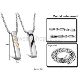 Titanium Rose Gold And Black Sweetheart Lovers Pendants With Free Chains C697