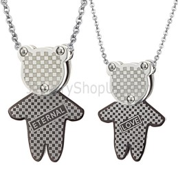 Titanium Bear "Eternal & Love" Lovers Pendants With Free Chains C446