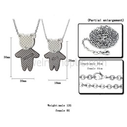 Titanium Bear "Eternal & Love" Lovers Pendants With Free Chains C446