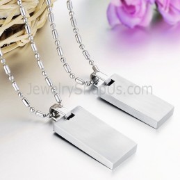 Titanium Rose Gold And Black Rectangle "Make & A Vow" Lovers Pendants With Rhinestones And Free Chains C728