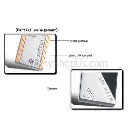 Titanium Rose Gold Letter And Free Chains Rectangle Lovers Pendants Wiht Rhinestones And Free Chainse C726