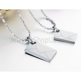 Titanium Rose Gold Letter And Free Chains Rectangle Lovers Pendants Wiht Rhinestones And Free Chainse C726