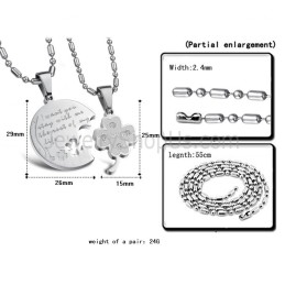 Titanium Silver Clover Lovers Pendants With Rhinestones And Free Chains C599