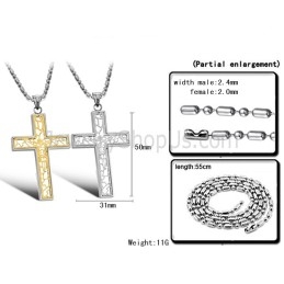 Titanium Gold And Silver Hollow Cross Lovers Pendants And Free Chains C709